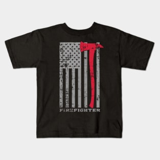 Firefighter USA Flag Kids T-Shirt